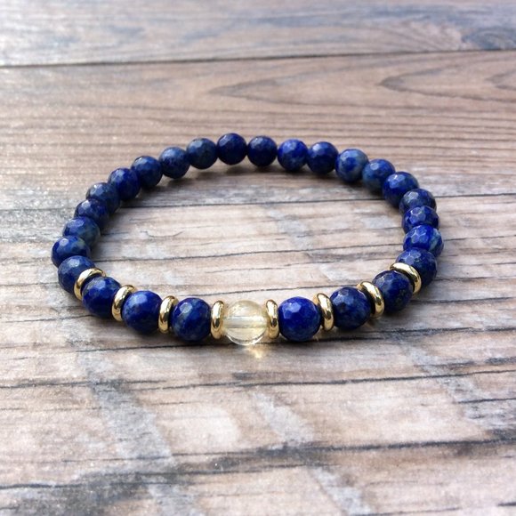 Lapis bracelet with Citrine, Crystal healing bracelet - Picture 2 of 10